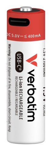 Verbatim 30249 USB-C Įkraunamos baterijos Li-ion AA 2100mAh (4 vnt pakuotėje)