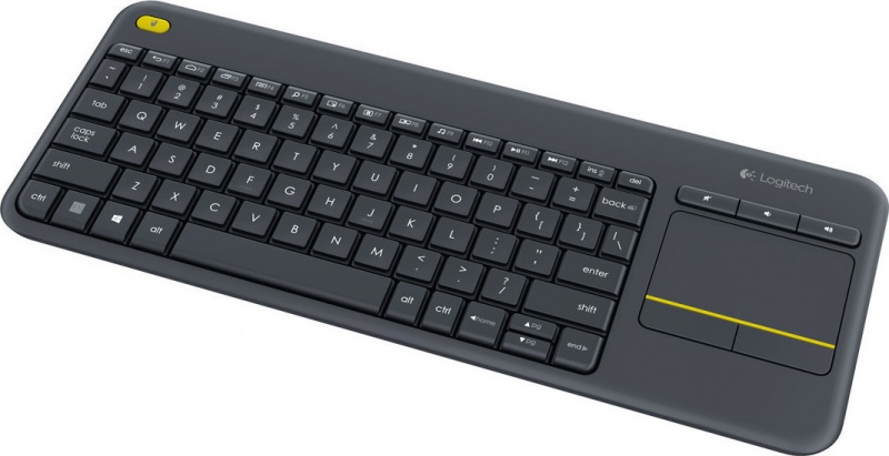 Logitech K400 Plus Touch Belaidė klaviatūra, RF Wireless, US, Juoda