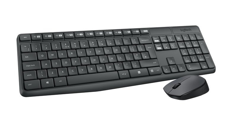 Logitech MK235 Combo Belaidė klaviatūra + pelė, US, Pilka