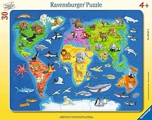 Ecost prekė po grąžinimo Ravensburger vaikų dėlionė 06641 - Pasaulio žemėlapis su gyvūnais - rėmelio