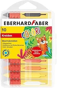 Ecost Prekė po grąžinimo Eberhard Faber 521009 - vaško kreidelės 10 ryškių spalvų su slankiu dangtel