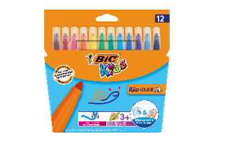 BIC Flomasteriai KID Couleur XL, 12 spalvų rinkinys NP BIC Flomasteriai KID Couleur XL, 12 spalvų rinkinys NP