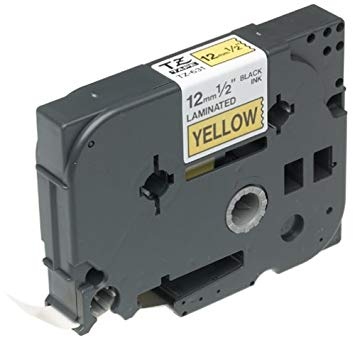 TopJet Laminuota ženklinimo juostelė Black on Yellow 12mm, 8m, suderinama su Brother TZe-631
