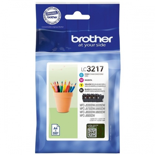 Brother LC3217 (LC3217VALDR) Ink Cartridge Multipack, Black, Cyan, Magenta, Yellow (SPEC)