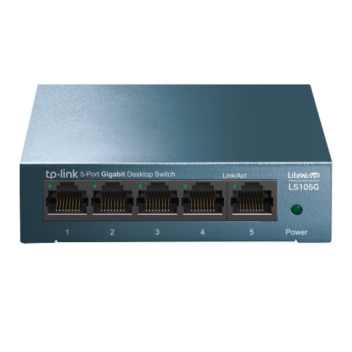 TP-Link LS105G 5-Port 10/100/1000Mbps Desktop Tinklo šakotuvas, Steel housing, Mėlyna