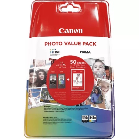 Canon 5224B007 Ink Cartridge Multipack PG-540L+CL-541XL, CMYK, Black (300 pages), CMY (400 pages)