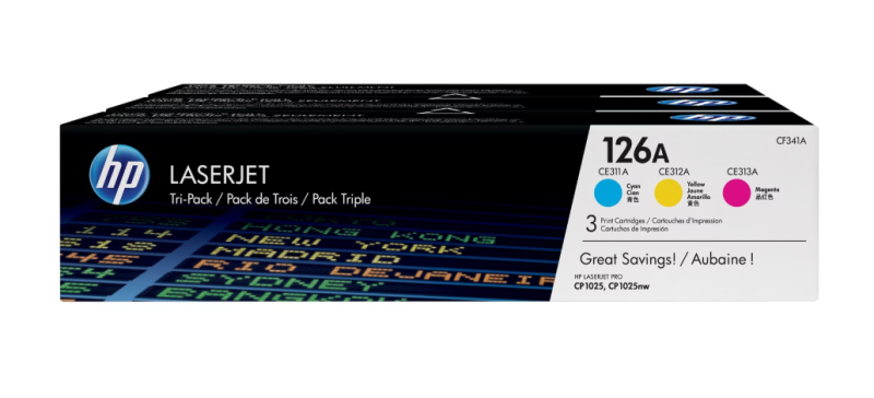 HP 126A (CF341A) 3-pack Lazerinių kasečių komplektas, C/M/Y