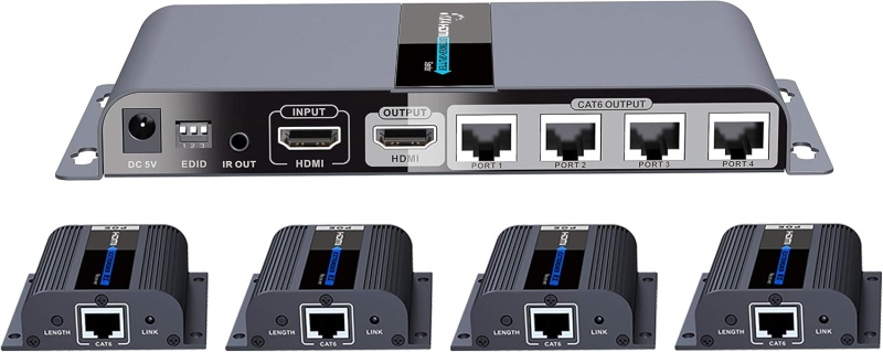 Ecost prekė po grąžinimo PremiumCord - HDMI 1-4 splitter su CAT6 / 6a / 7, Full HD, 3D extender