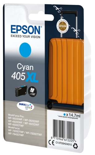 Чернильный картридж Epson 405XL (C13T05H24010), голубой (1100 страниц)