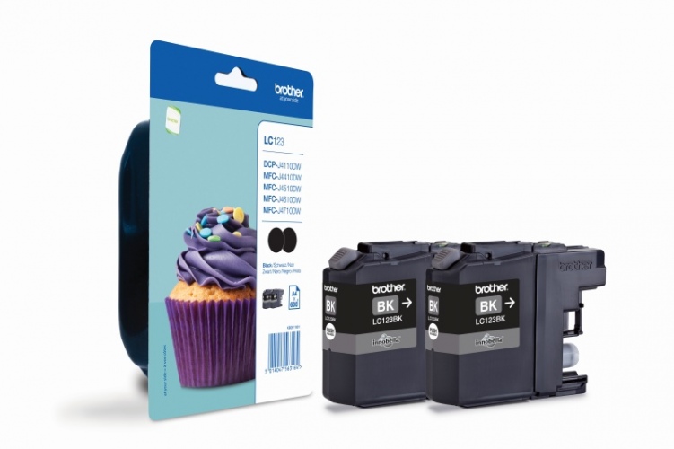 Brother LC123BKBP2 Ink Cartridge Twin pack, 2 pcs per pack, Black
