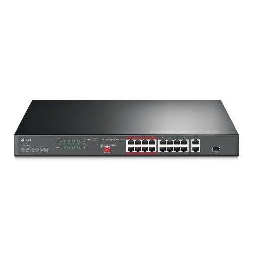 TP-Link TL-SL1218P 16-Port 10/100 Mbps + 2-Port Gigabit Rackmount Šakotuvas su 16-Port PoE+