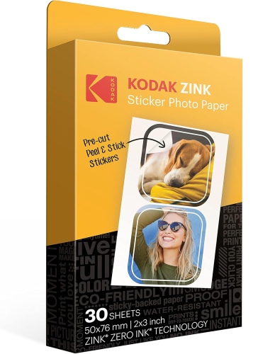 Kodak ZINK 2x3' 50x76 mm 30 Sheets Pre-Cut Sticker Fotopopierius
