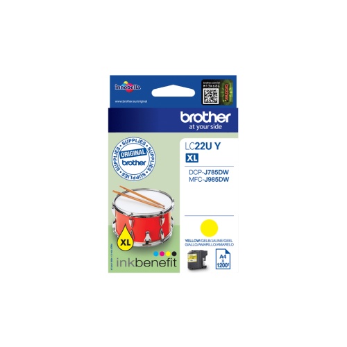 Brother LC-22UY (LC22UY) Ink Cartridge, Yellow