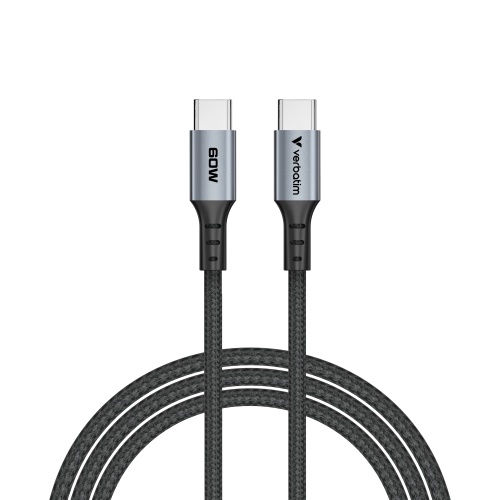 Verbatim 31845 Sync & Charge Kabelis USB-C į USB-C 60W 480Mbps 120cm, Pilka/Juoda