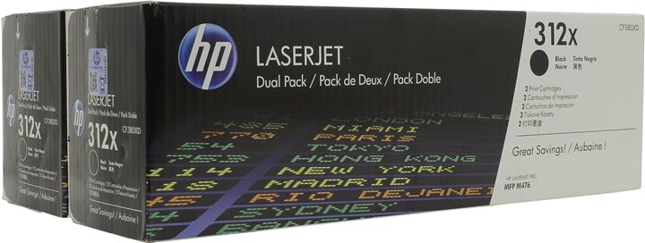 Тонер-картридж HP 312X (CF380XD), 2 шт. в упаковке, черный (8800 страниц)
